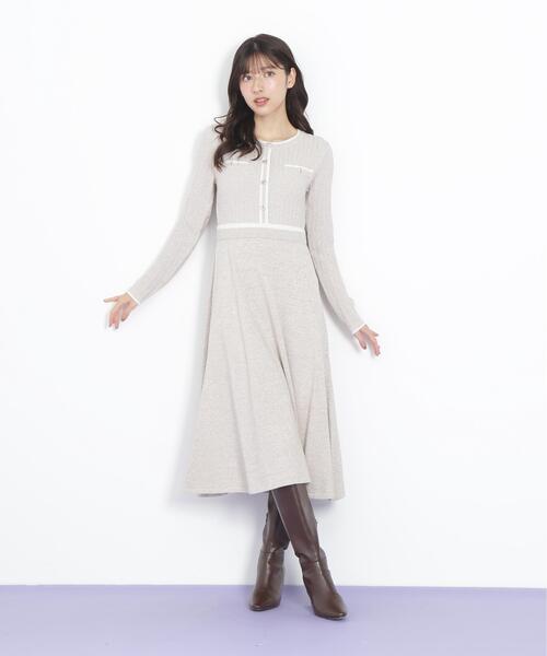 JILL by JILL STUART（ジルバイジルスチュアート）の「◇ラメツイード配色ニットワンピース（ワンピース・レディース・ネイビー/ピンク/ブルー・FREE）」の7枚目の写真