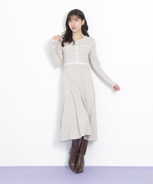 JILL by JILL STUART（ジルバイジルスチュアート）の「◇ラメツイード配色ニットワンピース（ワンピース・レディース・ネイビー/ピンク/ブルー・FREE）」の9枚目の写真