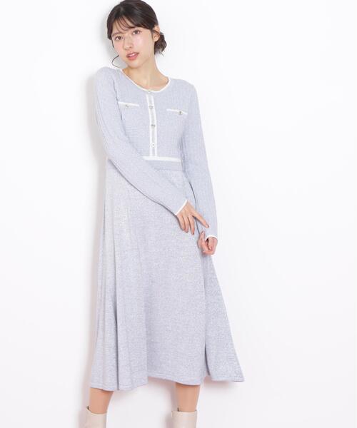 JILL by JILL STUART（ジルバイジルスチュアート）の「◇ラメツイード配色ニットワンピース（ワンピース・レディース・ネイビー/ピンク/ブルー・FREE）」の19枚目の写真