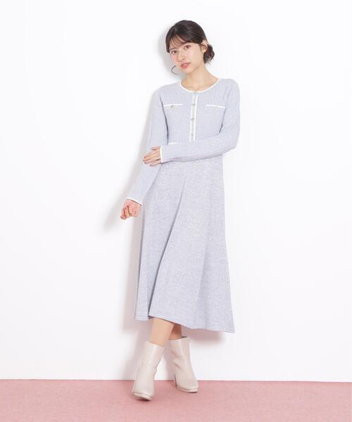 JILL by JILL STUART（ジルバイジルスチュアート）の「◇ラメツイード配色ニットワンピース（ワンピース・レディース・ネイビー/ピンク/ブルー・FREE）」の21枚目の写真