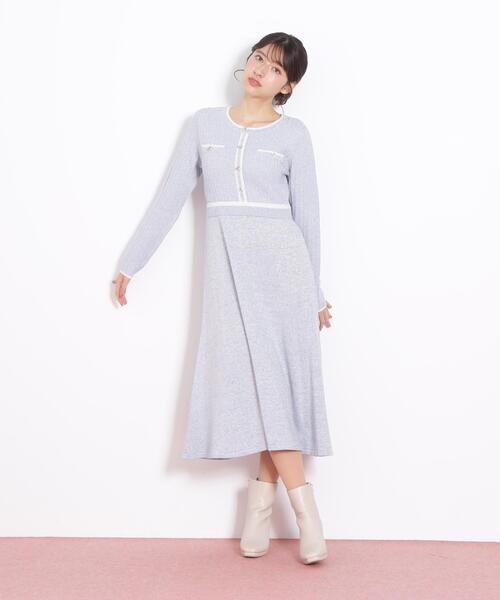 JILL by JILL STUART（ジルバイジルスチュアート）の「◇ラメツイード配色ニットワンピース（ワンピース・レディース・ネイビー/ピンク/ブルー・FREE）」の22枚目の写真