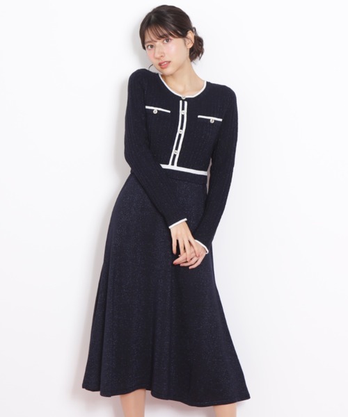 ◇ラメツイード配色ニットワンピース（ワンピース）｜JILL by JILL