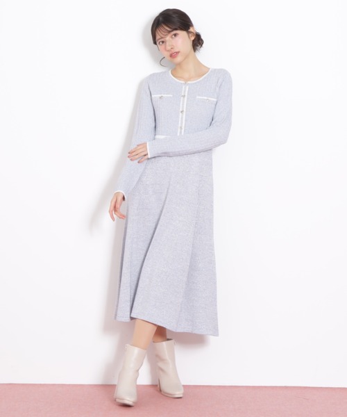 ◇ラメツイード配色ニットワンピース（ワンピース）｜JILL by JILL