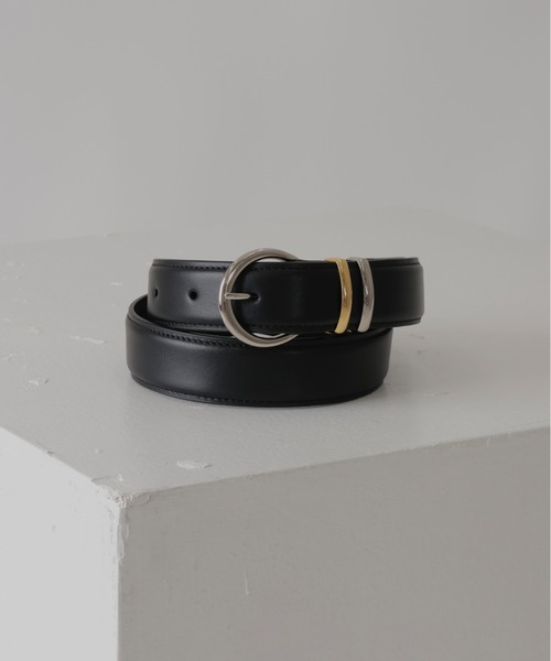 CINOH(チノ)の「LEATHER BELT/SILVER BUCKLE(ベルト・メンズ・ブラック×シルバー・S/M)」の4枚目の写真