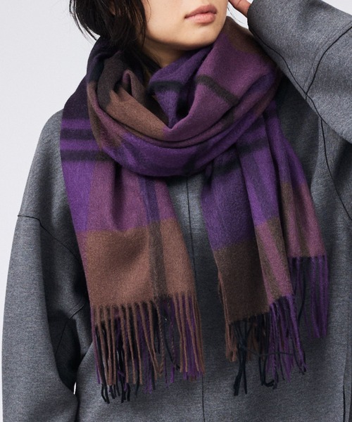 Rouge vif（ルージュヴィフ）の「カシミヤ大判ストール / マフラー（マフラー・レディース・グリーン/ブラウン/パープル・フリー）」の3枚目の写真