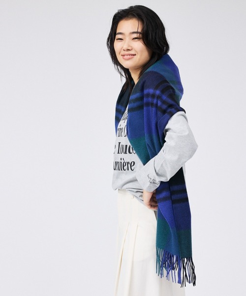 Rouge vif（ルージュヴィフ）の「カシミヤ大判ストール / マフラー（マフラー・レディース・グリーン/ブラウン/パープル・フリー）」の13枚目の写真