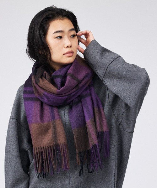 Rouge vif（ルージュヴィフ）の「カシミヤ大判ストール / マフラー（マフラー・レディース・グリーン/ブラウン/パープル・フリー）」の10枚目の写真