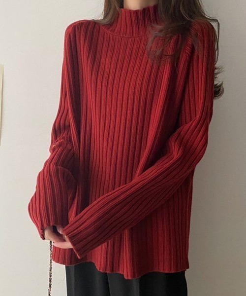 Flugge(フラッジー)の「太リブニット(ニット/セーター・レディース・ブラック/アイボリー/ブラウン/レッド・LARGE/MEDIUM)」の4枚目の写真