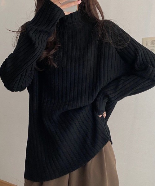 Flugge(フラッジー)の「太リブニット(ニット/セーター・レディース・ブラック/アイボリー/ブラウン/レッド・LARGE/MEDIUM)」の3枚目の写真