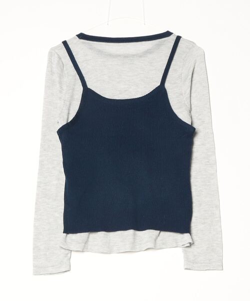 Vini（ヴィニ）の「フェイクレイヤード ロングスリーブTシャツ（Tシャツ/カットソー・レディース・ネイビー/ブラウン・FREE）」の3枚目の写真