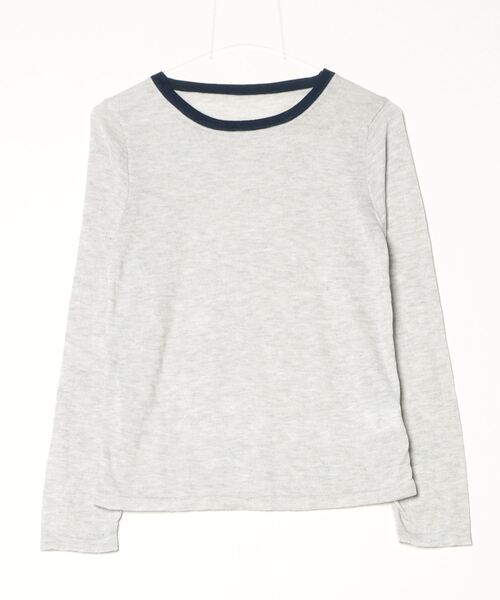 Vini（ヴィニ）の「フェイクレイヤード ロングスリーブTシャツ（Tシャツ/カットソー・レディース・ネイビー/ブラウン・FREE）」の4枚目の写真