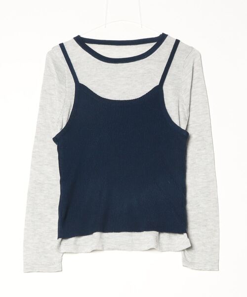 Vini（ヴィニ）の「フェイクレイヤード ロングスリーブTシャツ（Tシャツ/カットソー・レディース・ネイビー/ブラウン・FREE）」の5枚目の写真