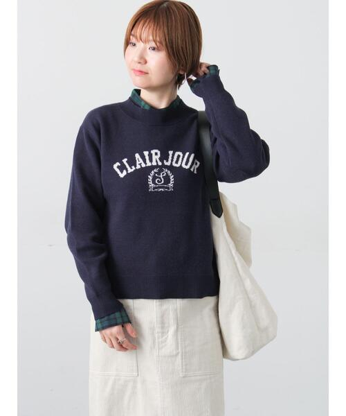 Lugnoncure（ルノンキュール）の「エンブレムロゴニット（ニット/セーター・レディース・グリーン/ネイビー/モカ/オフホワイト・F）」の7枚目の写真