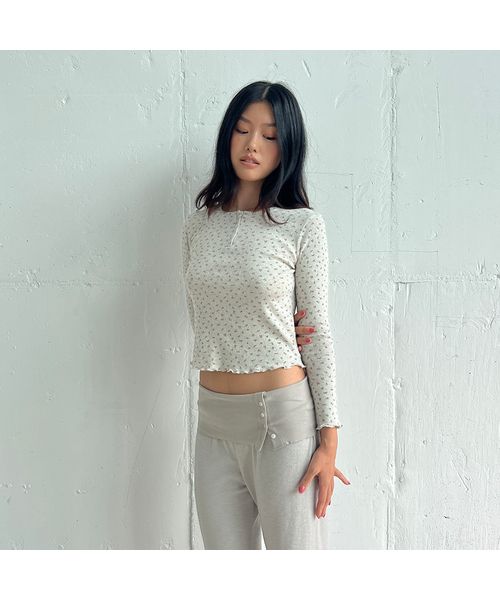 DEARSTALKER(ディアストーカー)の「D. BASIC POINTELLE HENLEY TEE - 4 COLOR(Tシャツ/カットソー・レディース・グレー/ホワイト/オートミール/ネイビー・FREE)」の3枚目の写真