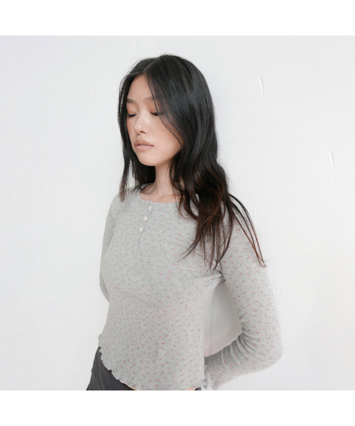 DEARSTALKER(ディアストーカー)の「D. BASIC POINTELLE HENLEY TEE - 4 COLOR(Tシャツ/カットソー・レディース・グレー/ホワイト/オートミール/ネイビー・FREE)」の2枚目の写真