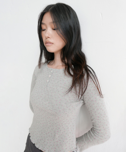 DEARSTALKER(ディアストーカー)の「D. BASIC POINTELLE HENLEY TEE - 4 COLOR(Tシャツ/カットソー・レディース・グレー/ホワイト/オートミール/ネイビー・FREE)」の6枚目の写真