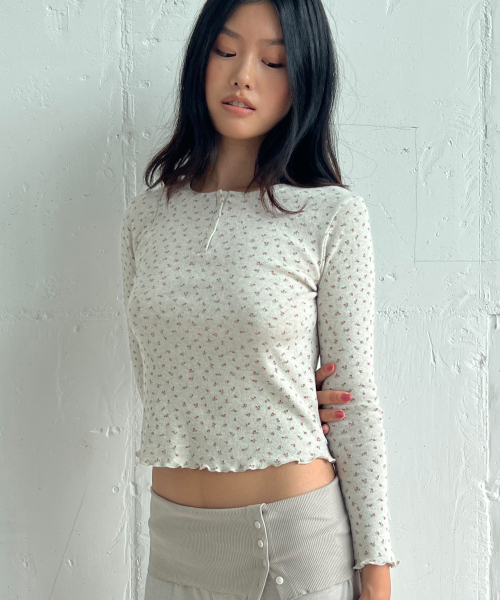 DEARSTALKER(ディアストーカー)の「D. BASIC POINTELLE HENLEY TEE - 4 COLOR(Tシャツ/カットソー・レディース・グレー/ホワイト/オートミール/ネイビー・FREE)」の7枚目の写真