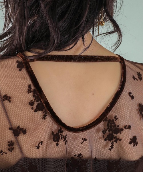 Kana（カナ）の「【kaene 別注カラー】フロッキーベロアチュールレース ２way Iラインワンピース ドレス パーティー 結婚式 お呼ばれ オケージョン（ドレス・レディース・ダークブラウン/カーキ/チャコールグレー・S）」の10枚目の写真