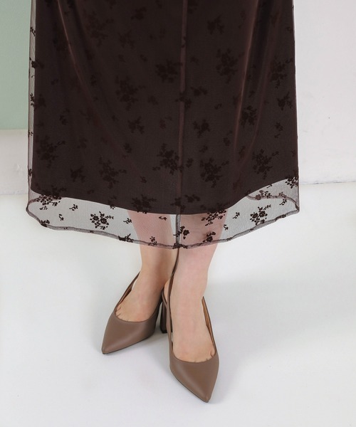 Kana（カナ）の「【kaene 別注カラー】フロッキーベロアチュールレース ２way Iラインワンピース ドレス パーティー 結婚式 お呼ばれ オケージョン（ドレス・レディース・ダークブラウン/カーキ/チャコールグレー・S）」の9枚目の写真