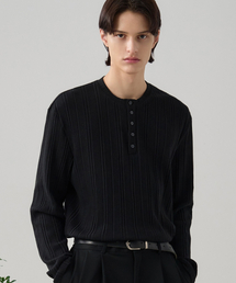 DRAW FIT（ドローフィット）の「リブヘンリーネックTシャツ[ブラック]（Tシャツ/カットソー）」