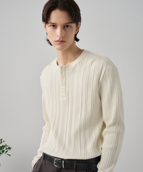 DRAW FIT（ドローフィット）の「リブヘンリーネックTシャツ[ブラック]（Tシャツ/カットソー・メンズ・その他・MEDIUM/LARGE/X-LARGE）」の4枚目の写真
