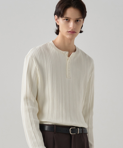 DRAW FIT（ドローフィット）の「リブヘンリーネックTシャツ[ブラック]（Tシャツ/カットソー・メンズ・その他・MEDIUM/LARGE/X-LARGE）」の5枚目の写真