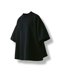 ANGLAN（アングラン）の「Valley Tuck Sweat Half Tee - Black（Tシャツ/カットソー）」