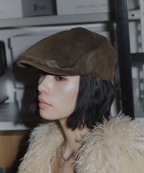 DTYYPE（ドタイプ）の「ヴィンテージライクハンチング帽（ハンチング/ベレー帽・レディース・ブラウン/ブラック・FREE）」の2枚目の写真