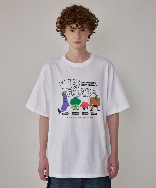 bounDary（バウンダリー）の「Soft Cotton Overfit Veggie Friends Drawing Short Sleeve [White]（Tシャツ/カットソー・レディース・その他・MEDIUM/LARGE/X-LARGE）」の2枚目の写真