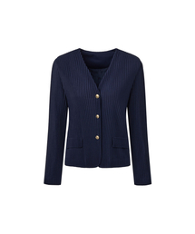 MONPLISSE（モンプリセー）の「[レディース] ノーカラープリーツジャケット [ネイビー]（その他アウター）」