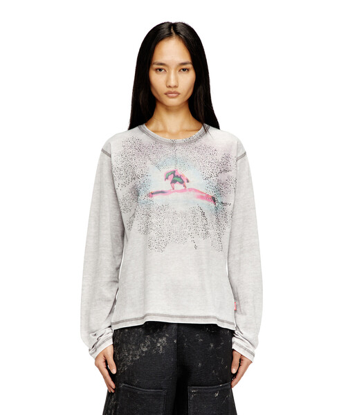 DIESEL（ディーゼル）の「ウィメンズ 長袖Tシャツ T-NORMY-LS（Tシャツ/カットソー・レディース・グレー・XX-SMALL/MEDIUM/SMALL/LARGE/X-SMALL）」の4枚目の写真