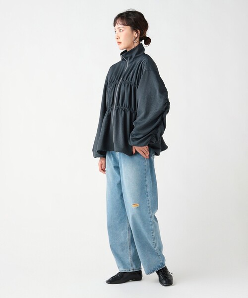 BEAMS HEART（ビームスハート）の「ドロスト ギャザー ジップ ブルゾン（ブルゾン・レディース・チャコールグレー/ホワイト系その他5・FREE）」の11枚目の写真