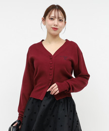 ROYAL PARTY | リボン刺しゅうVネックニットカーデトップス(カーディガン/ボレロ)