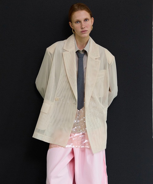 MAISON SPECIAL(メゾンスペシャル)の「Striped Tie Shirt/ストライプネクタイシャツ(シャツ/ブラウス・レディース・ブラウン/グレー/ブルー・FREE)」の7枚目の写真