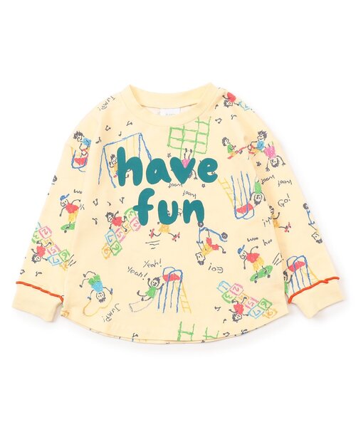 BIT'Z（ビッツ）の「楽しく遊ぼう総柄長袖Tシャツ（Tシャツ/カットソー・キッズ・ミント/イエロー/サーモンピンク/アイボリー・80/90/95/100/110/120）」の3枚目の写真