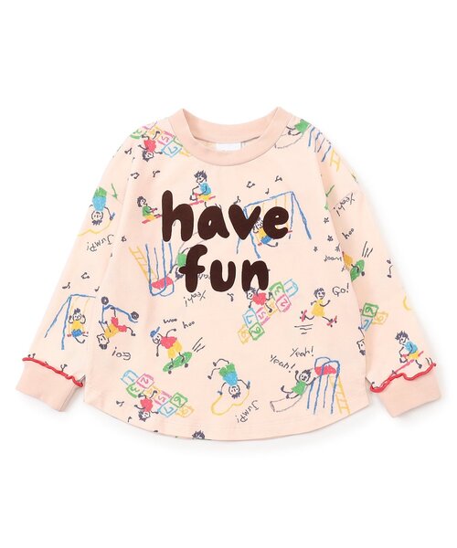 BIT'Z（ビッツ）の「楽しく遊ぼう総柄長袖Tシャツ（Tシャツ/カットソー・キッズ・ミント/イエロー/サーモンピンク/アイボリー・80/90/95/100/110/120）」の4枚目の写真