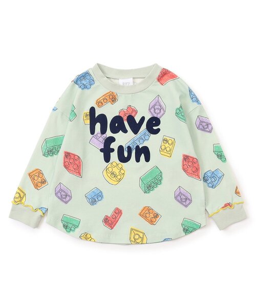 BIT'Z（ビッツ）の「楽しく遊ぼう総柄長袖Tシャツ（Tシャツ/カットソー・キッズ・ミント/イエロー/サーモンピンク/アイボリー・80/90/95/100/110/120）」の2枚目の写真