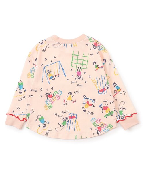 BIT'Z（ビッツ）の「楽しく遊ぼう総柄長袖Tシャツ（Tシャツ/カットソー・キッズ・ミント/イエロー/サーモンピンク/アイボリー・80/90/95/100/110/120）」の7枚目の写真