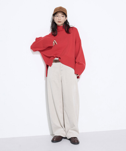 COMME CA Wardrobe（コムサワードローブ）の「天竺編 ハイネックニットプルオーバー（ニット/セーター・レディース・レッド/ブルー/アイボリー・FREE）」の6枚目の写真