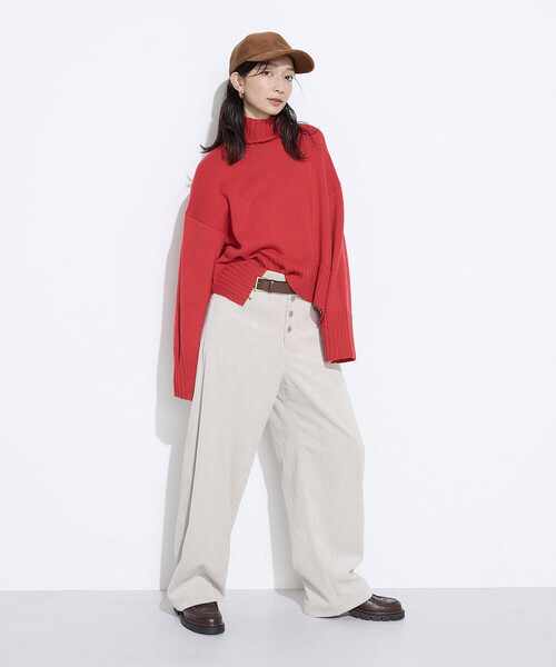 COMME CA Wardrobe（コムサワードローブ）の「天竺編 ハイネックニットプルオーバー（ニット/セーター・レディース・レッド/ブルー/アイボリー・FREE）」の7枚目の写真