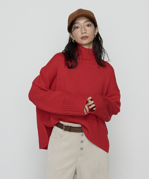 COMME CA Wardrobe（コムサワードローブ）の「天竺編 ハイネックニットプルオーバー（ニット/セーター・レディース・レッド/ブルー/アイボリー・FREE）」の13枚目の写真