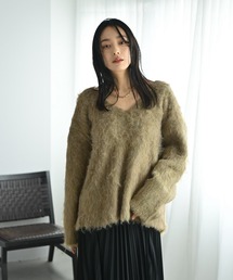 【BLK001】ブークレシャギーVネックプルオーバー