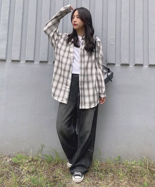 INDUST(インダスト)の「フォーシーズンオンブレチェックシャツ_オレンジ(シャツ/ブラウス・レディース・オレンジ・1(S)/2(M)/3(L))」の4枚目の写真