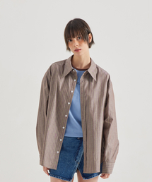 OWURA（オウラ）の「Nerdy Basic Shirt_Walnut Green Stripe（シャツ/ブラウス）」