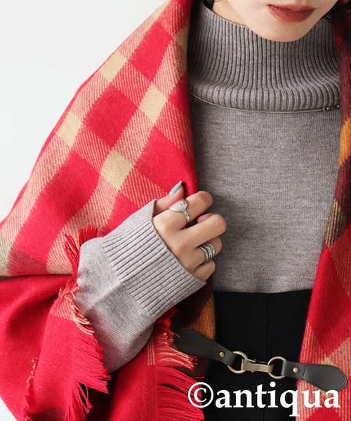 antiqua（アンティカ）の「チェック柄 2WAY ストール（ストール/ショール・レディース・ネイビー系1/レッド系その他/ブラックミックス・ONESIZE）」の12枚目の写真