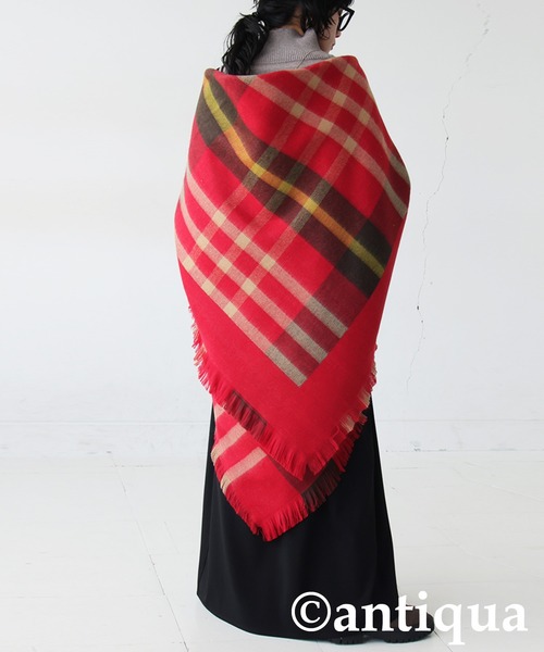 antiqua（アンティカ）の「チェック柄 2WAY ストール（ストール/ショール・レディース・ネイビー系1/レッド系その他/ブラックミックス・ONESIZE）」の13枚目の写真