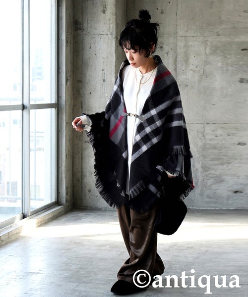 antiqua（アンティカ）の「チェック柄 2WAY ストール（ストール/ショール・レディース・ネイビー系1/レッド系その他/ブラックミックス・ONESIZE）」の21枚目の写真