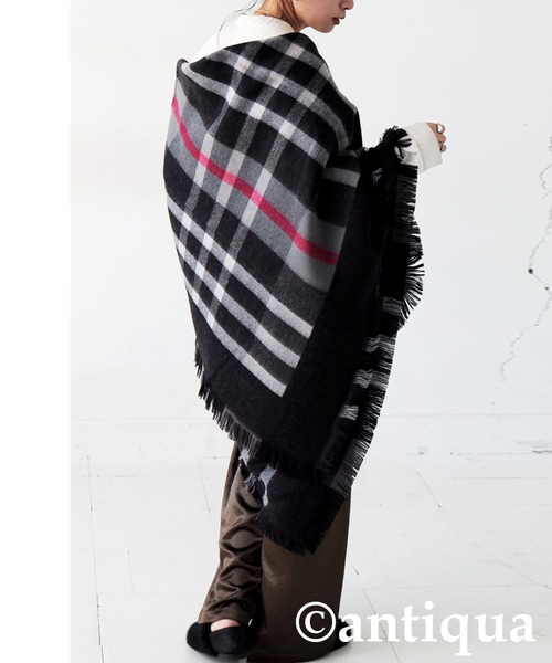 antiqua（アンティカ）の「チェック柄 2WAY ストール（ストール/ショール・レディース・ネイビー系1/レッド系その他/ブラックミックス・ONESIZE）」の16枚目の写真