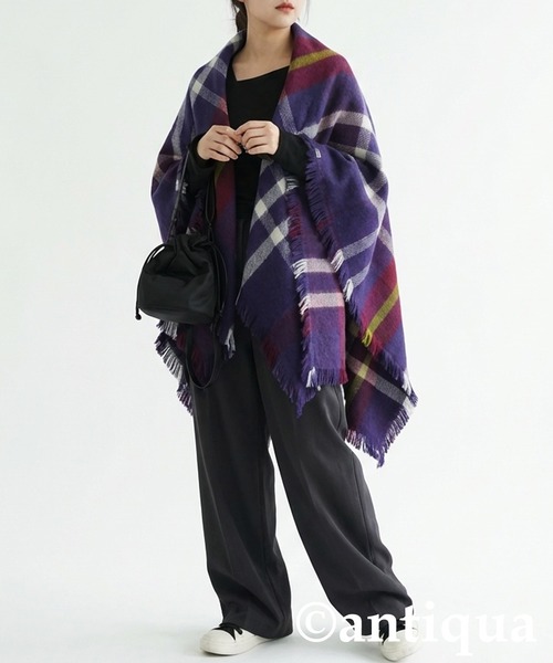 antiqua（アンティカ）の「チェック柄 2WAY ストール（ストール/ショール・レディース・ネイビー系1/レッド系その他/ブラックミックス・ONESIZE）」の19枚目の写真