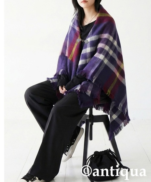 antiqua（アンティカ）の「チェック柄 2WAY ストール（ストール/ショール・レディース・ネイビー系1/レッド系その他/ブラックミックス・ONESIZE）」の20枚目の写真